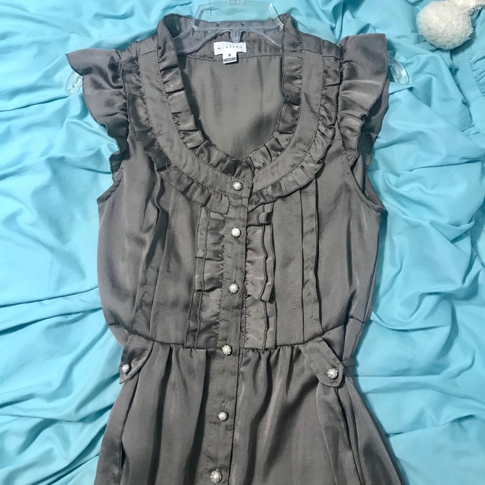 Brown/bronze button up dress